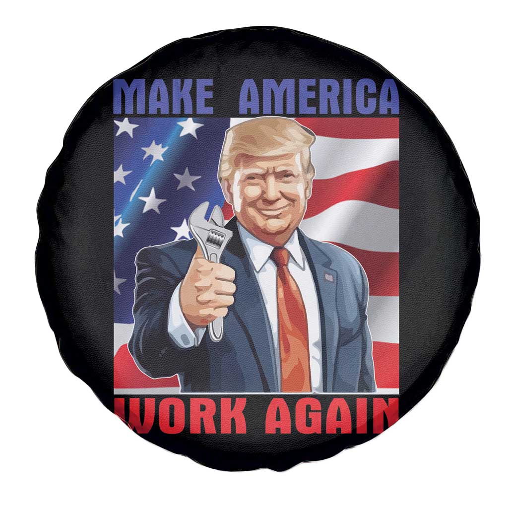 Funny Make America Work Again Spare Tire Cover Trump Labor Day American Flag Wrench TS11 Print Your Wear