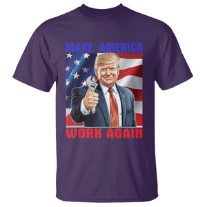 Funny Make America Work Again T Shirt Trump Labor Day American Flag Wrench TS11 Purple Print Your Wear