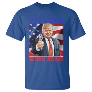 Funny Make America Work Again T Shirt Trump Labor Day American Flag Wrench TS11 Royal Blue Print Your Wear