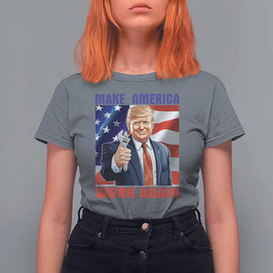 Funny Make America Work Again T Shirt For Women Trump Labor Day American Flag Wrench TS11 Charcoal Print Your Wear