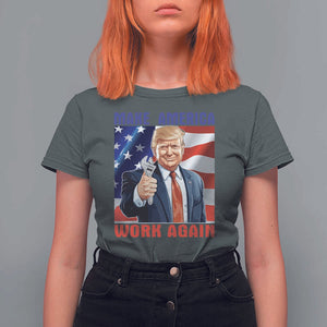 Funny Make America Work Again T Shirt For Women Trump Labor Day American Flag Wrench TS11 Dark Heather Print Your Wear