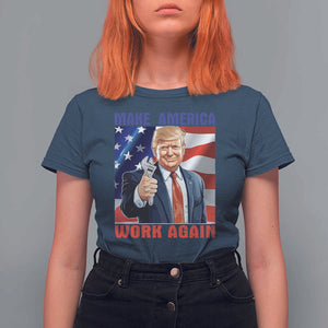 Funny Make America Work Again T Shirt For Women Trump Labor Day American Flag Wrench TS11 Navy Print Your Wear