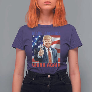 Funny Make America Work Again T Shirt For Women Trump Labor Day American Flag Wrench TS11 Purple Print Your Wear