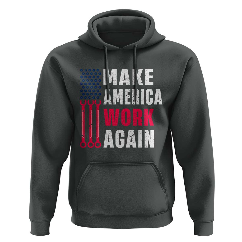 Make America Work Again Hoodie Labor Day Vintage American Flag Wrench Screw TS11 Dark Heather Print Your Wear
