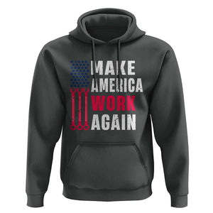 Make America Work Again Hoodie Labor Day Vintage American Flag Wrench Screw TS11 Dark Heather Print Your Wear