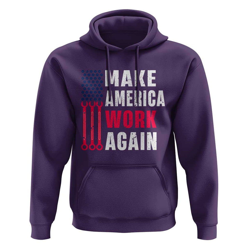 Make America Work Again Hoodie Labor Day Vintage American Flag Wrench Screw TS11 Purple Print Your Wear