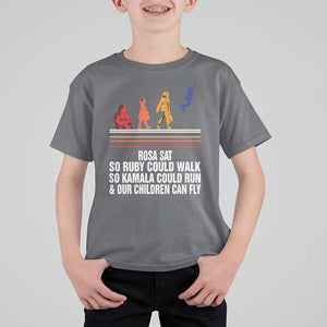 Harris 2024 T Shirt For Kid Rosa Sat So Ruby Could Walk So Kamala Could Run And Our Children Can Fly TS11 Charcoal Print Your Wear
