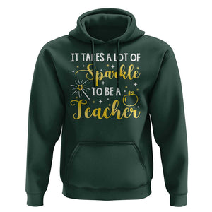 It Takes Lots of Sparkle To Be a Teacher Hoodie Back To School Golden Apple Star TS11 Dark Forest Green Print Your Wear