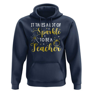 It Takes Lots of Sparkle To Be a Teacher Hoodie Back To School Golden Apple Star TS11 Navy Print Your Wear