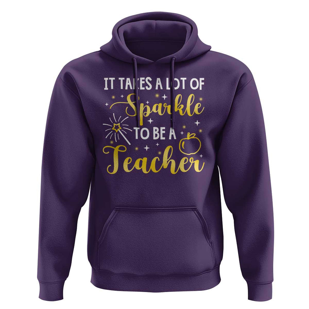 It Takes Lots of Sparkle To Be a Teacher Hoodie Back To School Golden Apple Star TS11 Purple Print Your Wear