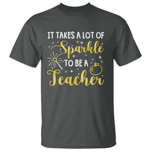 It Takes Lots of Sparkle To Be a Teacher T Shirt Back To School Golden Apple Star TS11 Dark Heather Print Your Wear