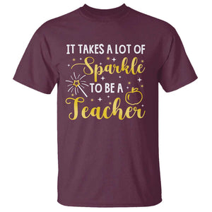 It Takes Lots of Sparkle To Be a Teacher T Shirt Back To School Golden Apple Star TS11 Maroon Print Your Wear