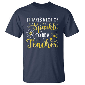 It Takes Lots of Sparkle To Be a Teacher T Shirt Back To School Golden Apple Star TS11 Navy Print Your Wear