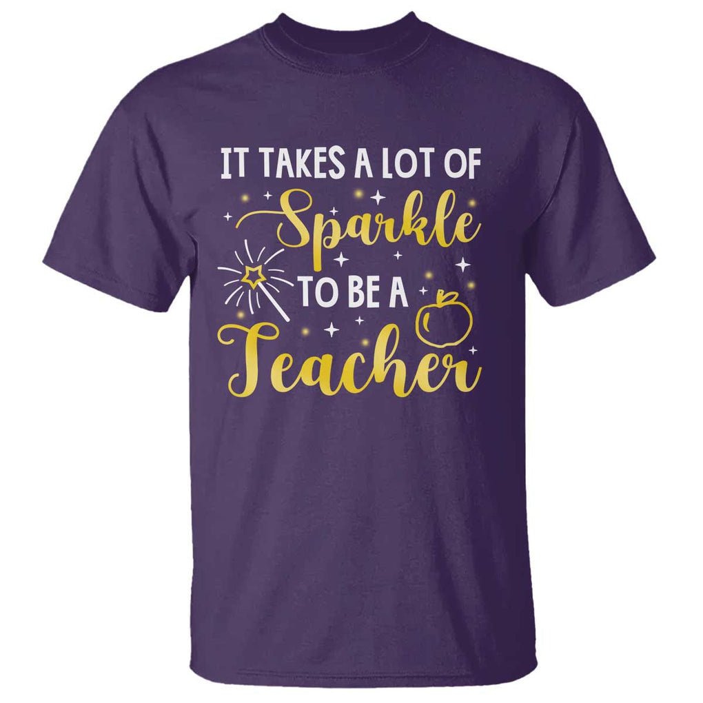 It Takes Lots of Sparkle To Be a Teacher T Shirt Back To School Golden Apple Star TS11 Purple Print Your Wear