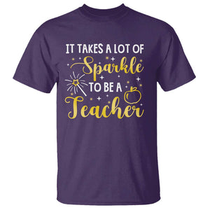 It Takes Lots of Sparkle To Be a Teacher T Shirt Back To School Golden Apple Star TS11 Purple Print Your Wear
