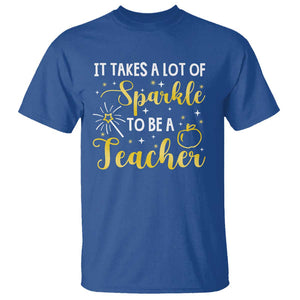 It Takes Lots of Sparkle To Be a Teacher T Shirt Back To School Golden Apple Star TS11 Royal Blue Print Your Wear