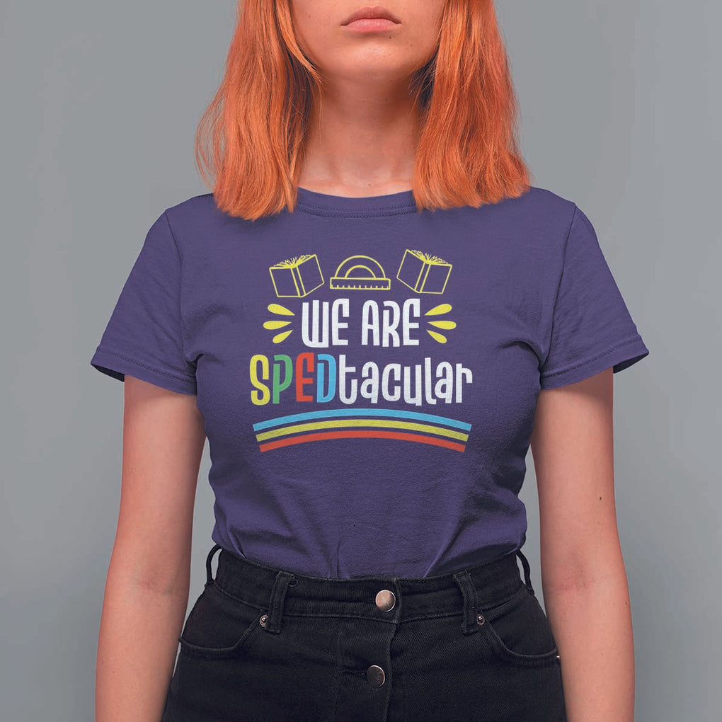 Special Education Teacher T Shirt For Women We Are SPEDtacular Book Ruler TS11 Purple Print Your Wear