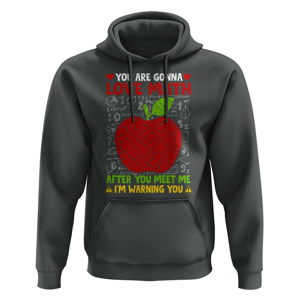 Funny Math Teacher Hoodie You Are Gonna Love Math After You Meet Me I'm Warning You TS11 Dark Heather Print Your Wear