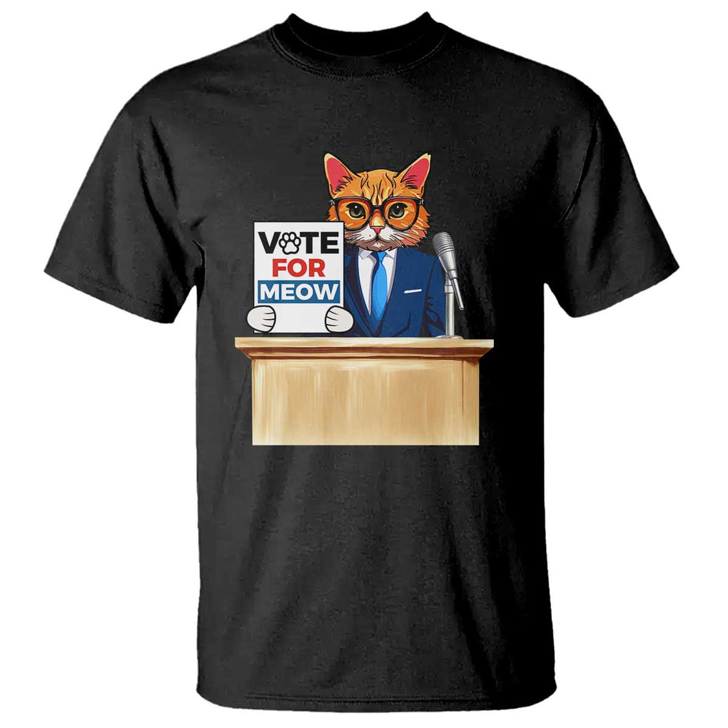 Funny Vote for Meow T Shirt Cat Election Campaign Kamala President 2024 TS11 Black Print Your Wear