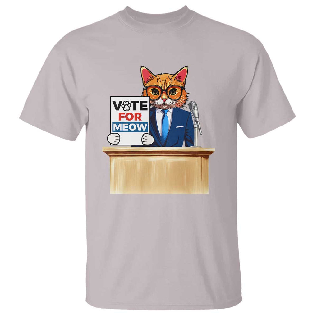 Funny Vote for Meow T Shirt Cat Election Campaign Kamala President 2024 TS11 Ice Gray Print Your Wear