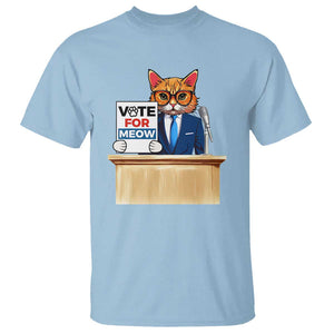 Funny Vote for Meow T Shirt Cat Election Campaign Kamala President 2024 TS11 Light Blue Print Your Wear