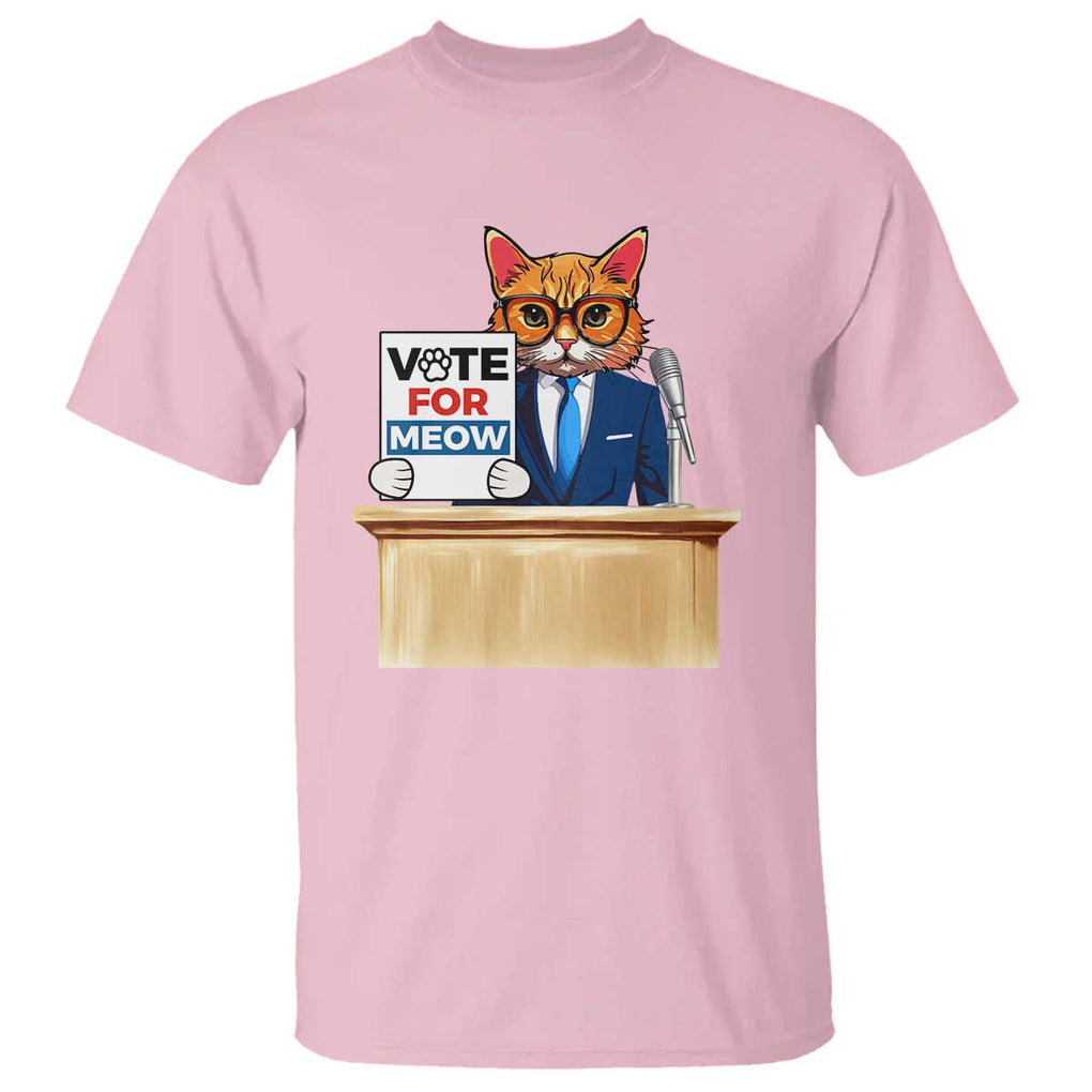 Funny Vote for Meow T Shirt Cat Election Campaign Kamala President 2024 TS11 Light Pink Print Your Wear