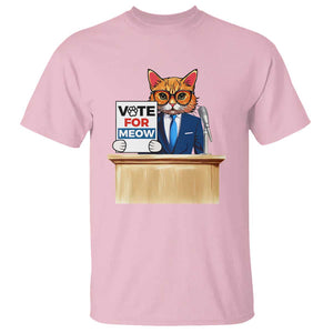 Funny Vote for Meow T Shirt Cat Election Campaign Kamala President 2024 TS11 Light Pink Print Your Wear