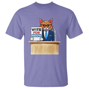 Funny Vote for Meow T Shirt Cat Election Campaign Kamala President 2024 TS11 Violet Print Your Wear