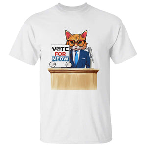 Funny Vote for Meow T Shirt Cat Election Campaign Kamala President 2024 TS11 White Print Your Wear