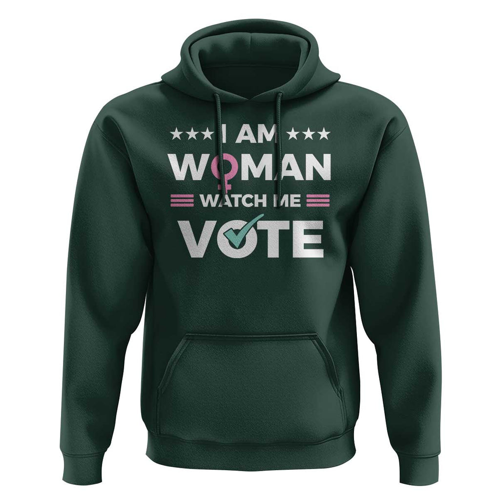 I Am Woman Watch Me Vote Hoodie Feminist Women's Rights Gender symbol TS11 Dark Forest Green Print Your Wear