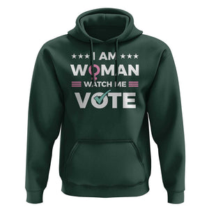 I Am Woman Watch Me Vote Hoodie Feminist Women's Rights Gender symbol TS11 Dark Forest Green Print Your Wear