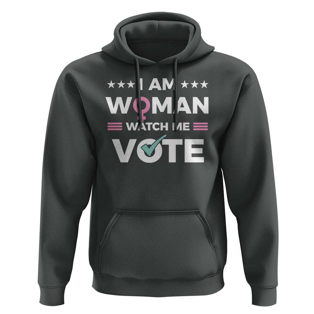 I Am Woman Watch Me Vote Hoodie Feminist Women's Rights Gender symbol TS11 Dark Heather Print Your Wear