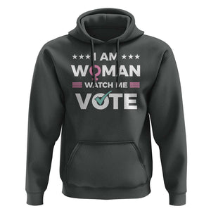 I Am Woman Watch Me Vote Hoodie Feminist Women's Rights Gender symbol TS11 Dark Heather Print Your Wear
