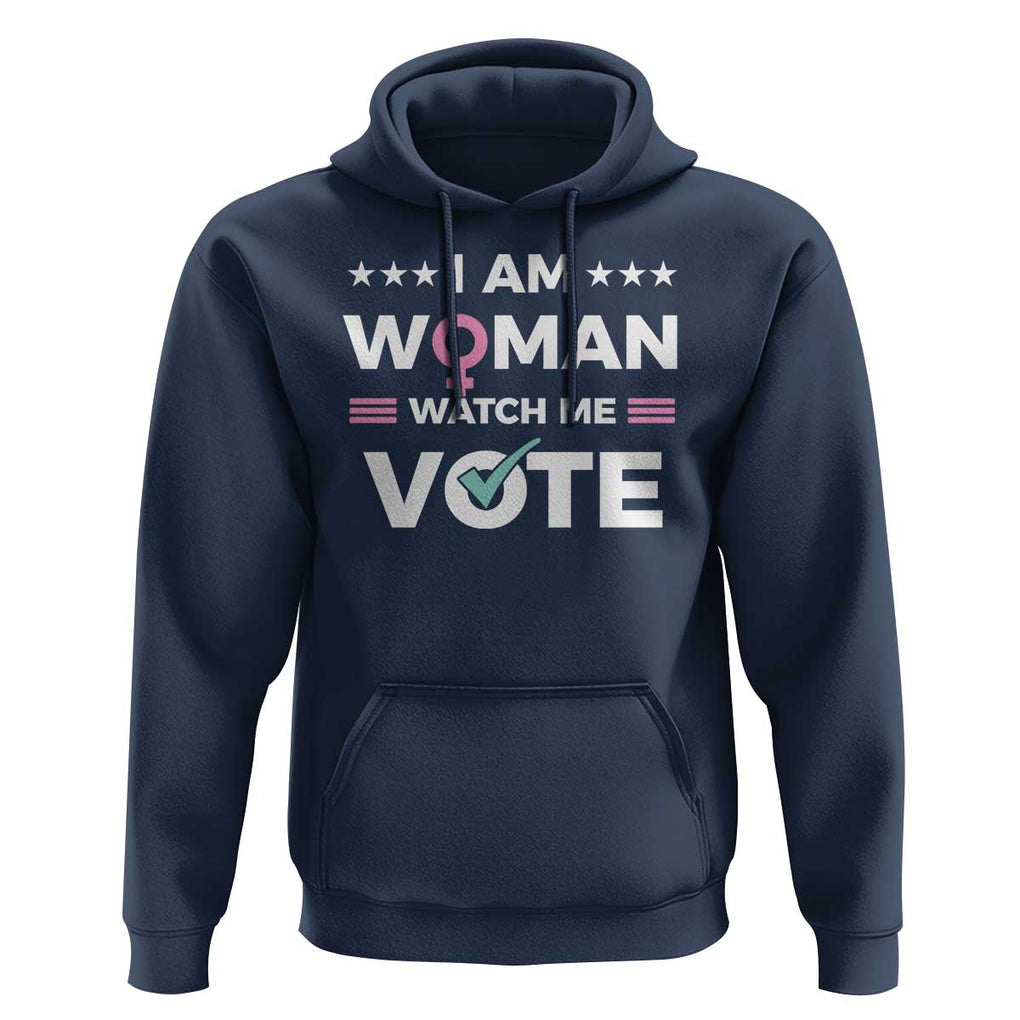 I Am Woman Watch Me Vote Hoodie Feminist Women's Rights Gender symbol TS11 Navy Print Your Wear