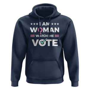 I Am Woman Watch Me Vote Hoodie Feminist Women's Rights Gender symbol TS11 Navy Print Your Wear