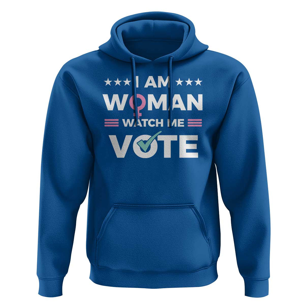 I Am Woman Watch Me Vote Hoodie Feminist Women's Rights Gender symbol TS11 Royal Blue Print Your Wear