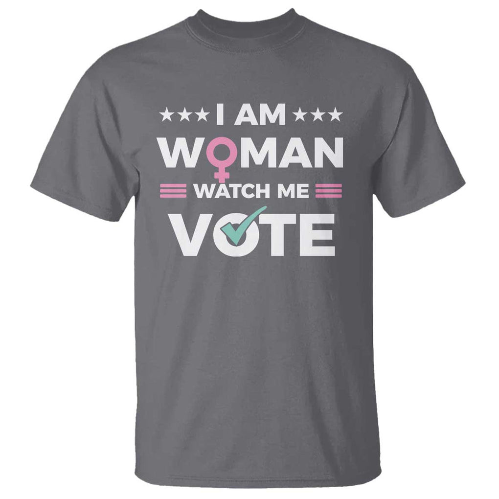 I Am Woman Watch Me Vote T Shirt Feminist Women's Rights Gender symbol TS11 Charcoal Print Your Wear