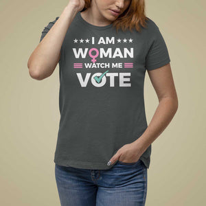 I Am Woman Watch Me Vote T Shirt For Women Feminist Women's Rights Gender symbol TS11 Dark Heather Print Your Wear