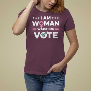 I Am Woman Watch Me Vote T Shirt For Women Feminist Women's Rights Gender symbol TS11 Maroon Print Your Wear