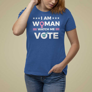 I Am Woman Watch Me Vote T Shirt For Women Feminist Women's Rights Gender symbol TS11 Royal Blue Print Your Wear
