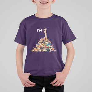 Funny Book Lover T Shirt For Kid I'm Okay Reading Books Teacher School TS11 Purple Print Your Wear