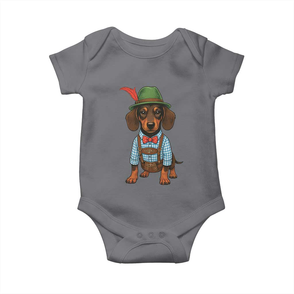 Oktoberfest Dachshund Cute Wiener Dog German Festival Baby Onesie TS11 Charcoal Print Your Wear