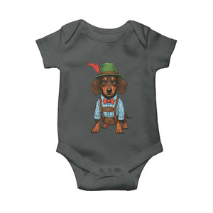 Oktoberfest Dachshund Cute Wiener Dog German Festival Baby Onesie TS11 Dark Heather Print Your Wear