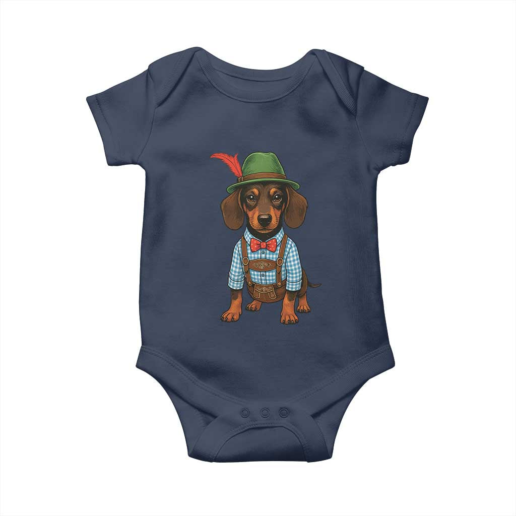 Oktoberfest Dachshund Cute Wiener Dog German Festival Baby Onesie TS11 Navy Print Your Wear