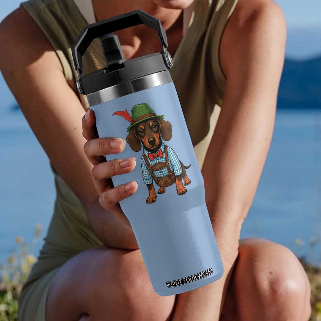 Oktoberfest Dachshund Cute Wiener Dog German Festival Flip Straw Tumbler TS11 One Size: 30 oz Light Blue Print Your Wear