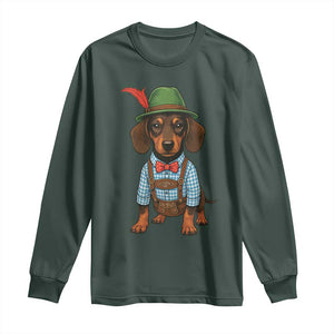 Oktoberfest Dachshund Cute Wiener Dog German Festival Long Sleeve Shirt TS11 Dark Forest Green Print Your Wear
