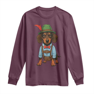 Oktoberfest Dachshund Cute Wiener Dog German Festival Long Sleeve Shirt TS11 Maroon Print Your Wear