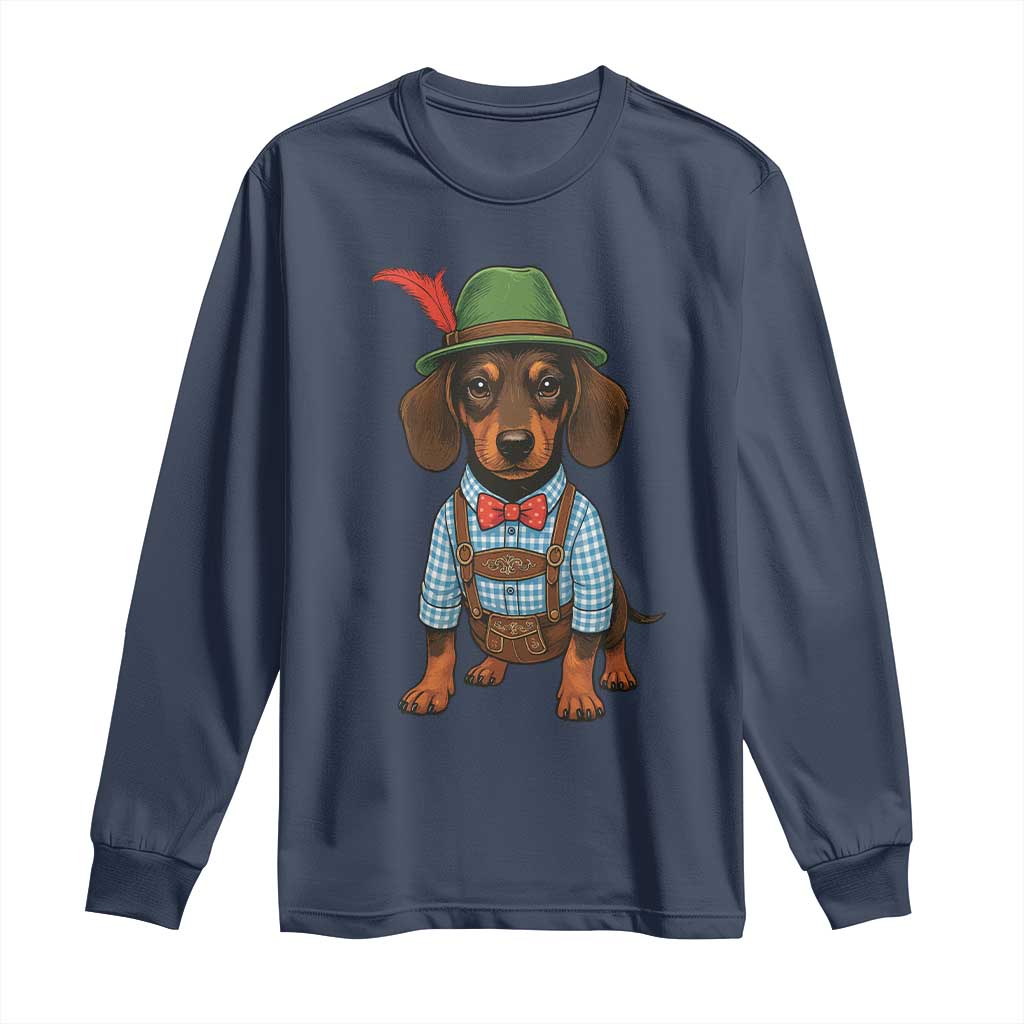 Oktoberfest Dachshund Cute Wiener Dog German Festival Long Sleeve Shirt TS11 Navy Print Your Wear