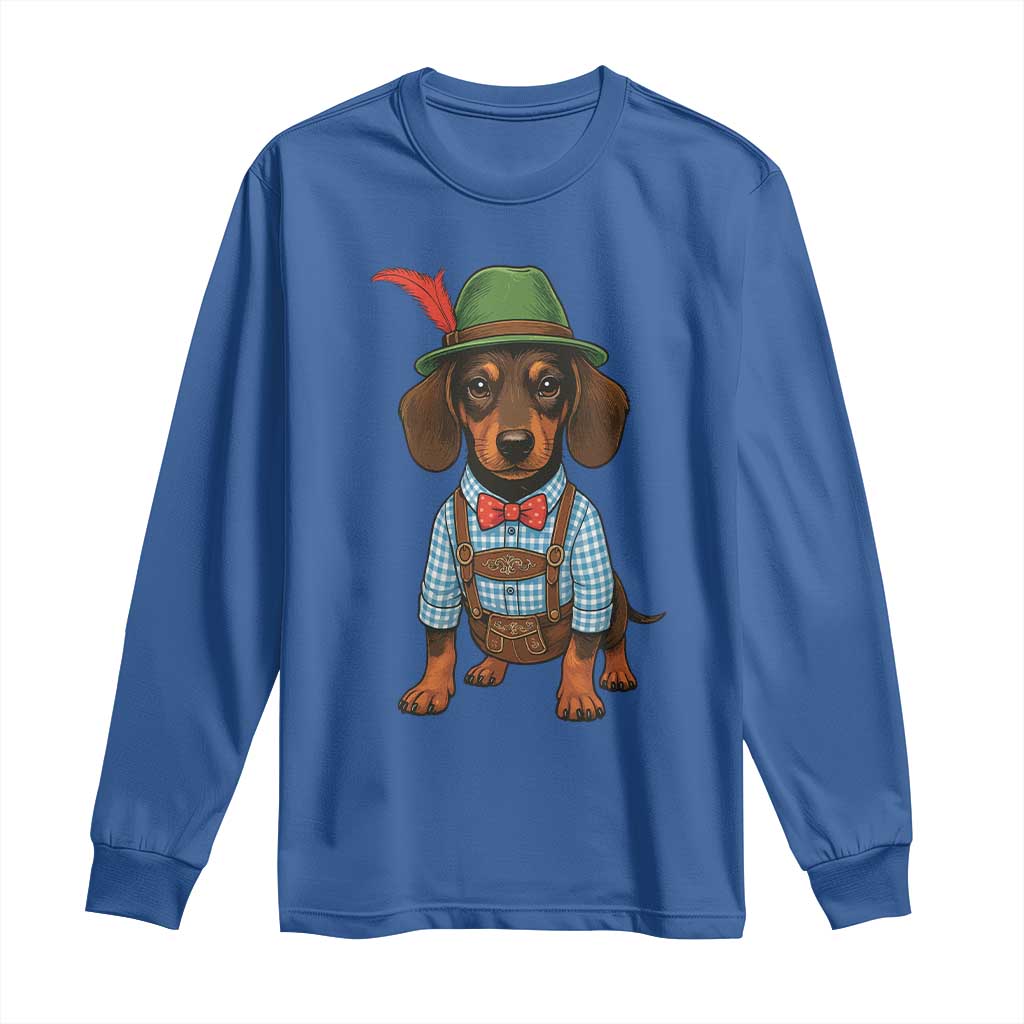 Oktoberfest Dachshund Cute Wiener Dog German Festival Long Sleeve Shirt TS11 Royal Blue Print Your Wear