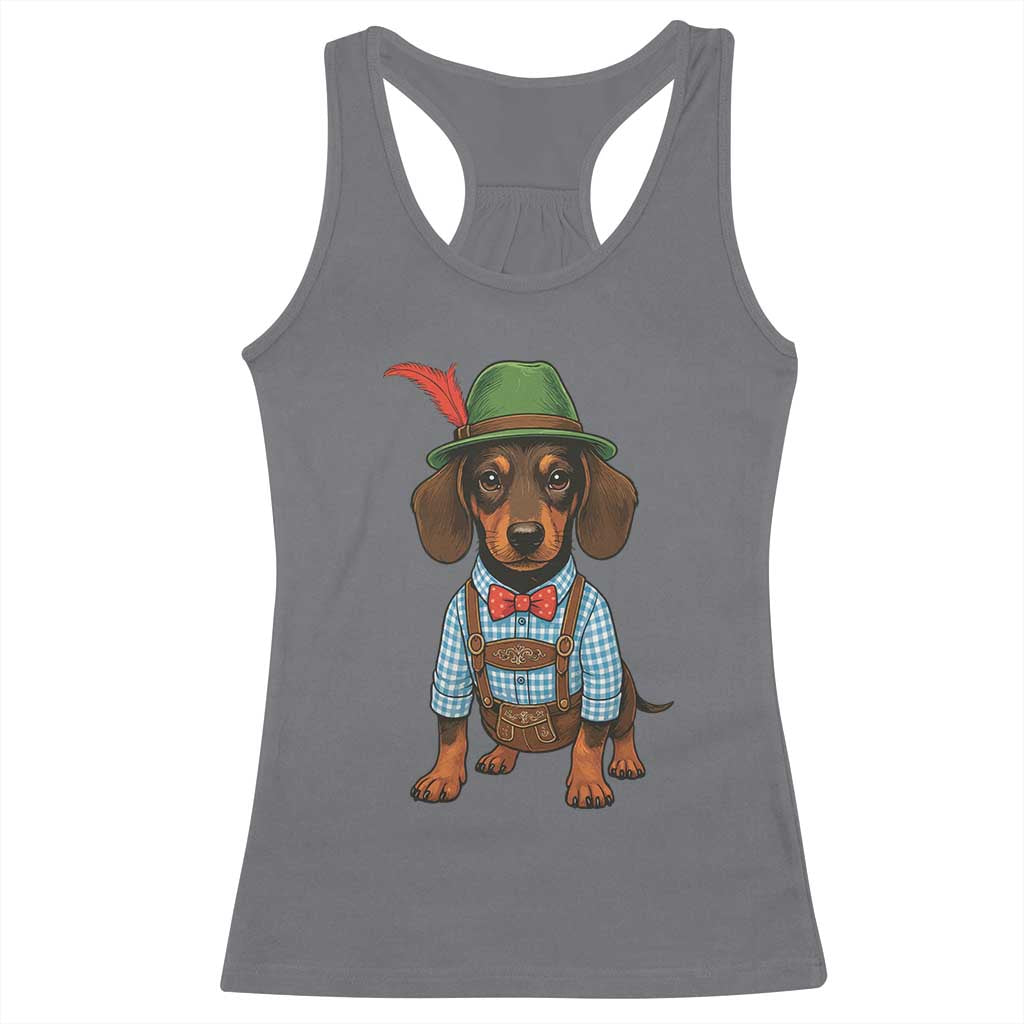 Oktoberfest Dachshund Cute Wiener Dog German Festival Racerback Tank Top TS11 Charcoal Print Your Wear